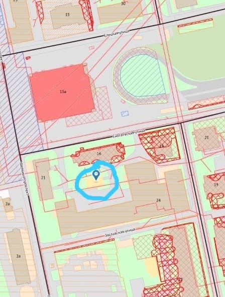 Карта, на которой отмечен адрес: детская площадка на пр. Костромском, д. 24